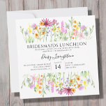 Invitación Luncheon de Bridesmaids de Wildflower Meadow<br><div class="desc">Invitación a comer a las damas de honor de Wildflower. El diseño de esta flor de acuarela de bonito tiene delicadas flores de prado en naranja rosa y amarillo. Brunch de plantilla de moda femenina con la invitación de la novia con tipografía elegante. Por favor, navegue por mi tienda y...</div>