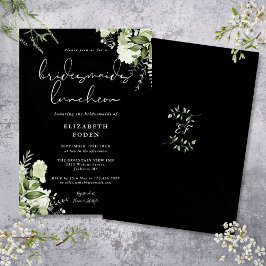 Invitación Luncheon de Bridesmaids Florales en Blanco Y Negro