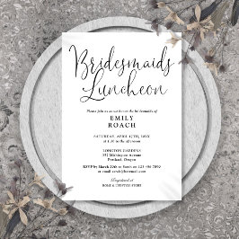 Invitación Luncheon de Bridesmaids Moderno De Guión Negro Y B