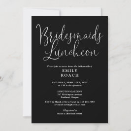 Invitación Luncheon de Bridesmaids Moderno De Guión Negro Y B