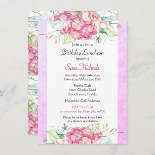 Invitación Luncheon de cumpleaños botánico rosado de bonito