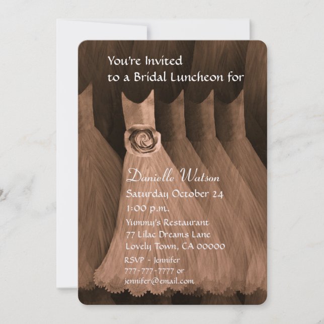 Invitación Luncheon de la dama de honor o bronce metálico (Anverso)