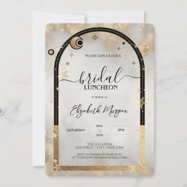 Invitación Luncheon de la luna de oro Celestial Sun Moon Gala (Anverso)