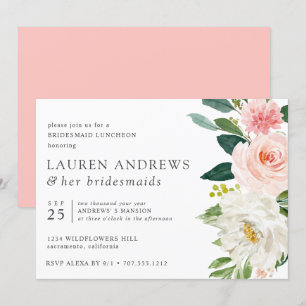 Invitación Luncheon de la moderna Moda Rubor Floral Pink Brid