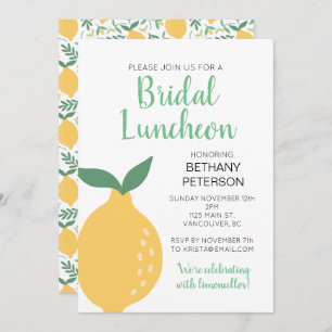 Invitación Luncheon de la novia del limón amarillo moderno