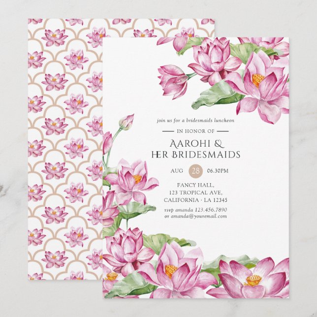 Invitación Luncheon de las damas de honor indias de Lotus Flo (Anverso / Reverso)