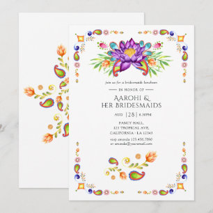 Invitación Luncheon de las damas de honor indias Paisley Lotu