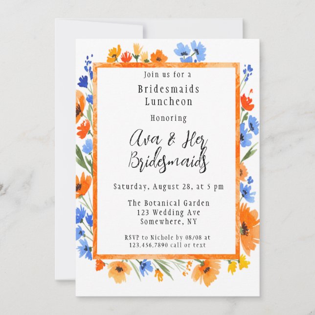 Invitación Luncheon de las novias con flores silvestres en el (Anverso)