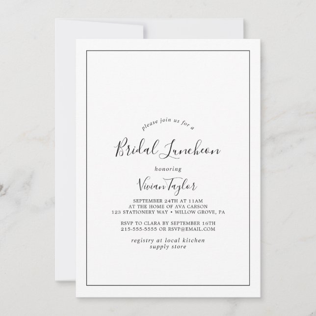 Invitación Luncheon de novias minimalistas (Anverso)