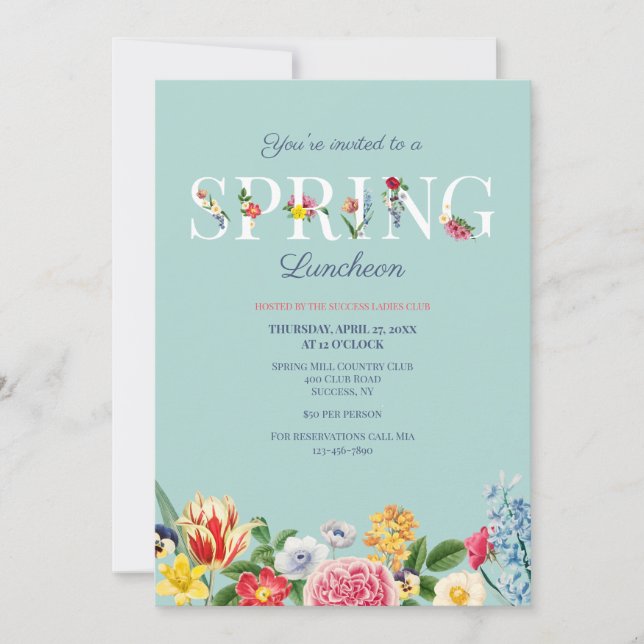 Invitación Luncheon de primavera (Anverso)