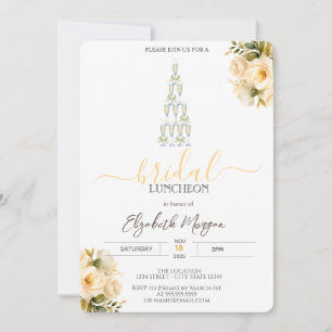 Invitación Lunes de Noche de Rosas Blancas de Vidrio de Champ