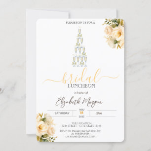 Invitación Lunes de Noche de Rosas Blancas de Vidrio de Champ