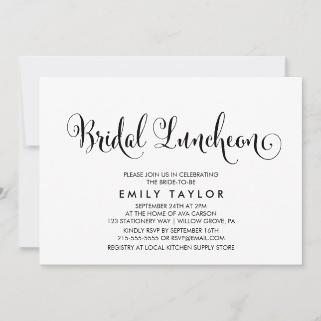 Invitación Lunes de Novias del Southern Belle Calligraphy (Anverso)