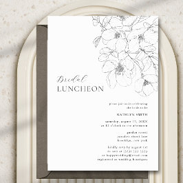Invitación Lunes de novias florales Minimalistas en blanco y