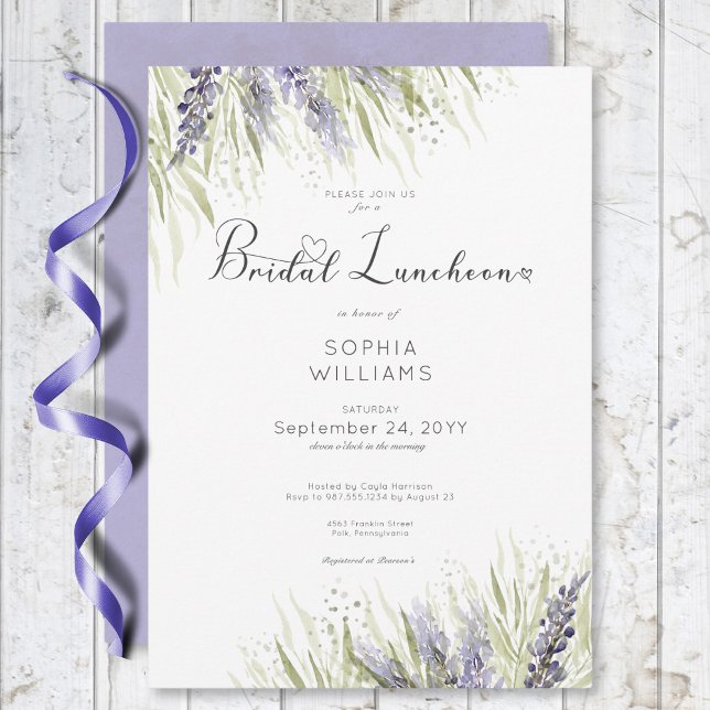 Invitación Lunes de Novias Rústicas y Lavanda Sage (Rustic Lavender & Sage Bridal Luncheon Invitation)