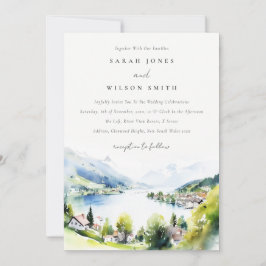 Invitación Lungern Switzerland Watercolor Landscape Wedding