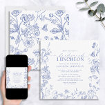 Invitación Lunquete de novia azul y blanco en Francia<br><div class="desc">El Floral Bridal Luncheon, de estilo tradicional y moderno, es la combinación perfecta entre el azul y el blanco victoriano francés. Los clásicos florales victorianos azules dibujados a mano son un diseño atemporal, con exquisitas flores de jardín, abejas zumbantes y delicadas mariposas, perfecto para un almuerzo con estilo. Combinando belleza...</div>