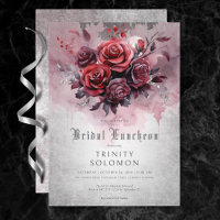 Lunquete gótico negro y rojo rosa floral de novia