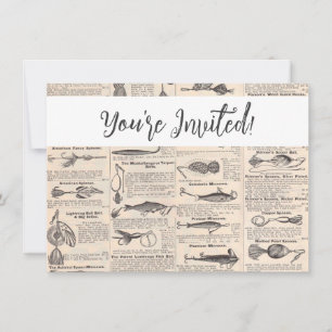 Invitación Lures de la pesca de vintage: pescador de la época