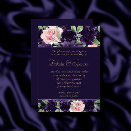 Invitación Lush Blossom | Garland morado y rosa oscuro