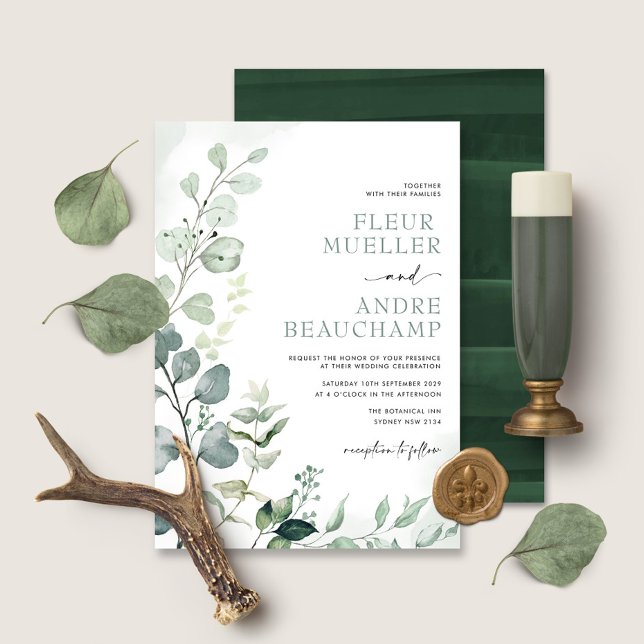 Invitación Lush Boho Botanical Greenery Eucalyptus Wedding (Subido por el creador)