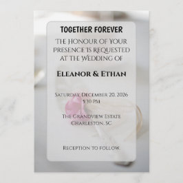 Invitación Lush Deep Red Rose Bouquet Moody Romantic Wedding