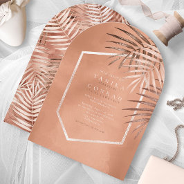 Invitación Lush Palm Leaf Boda Terra Cotta Arch ID956