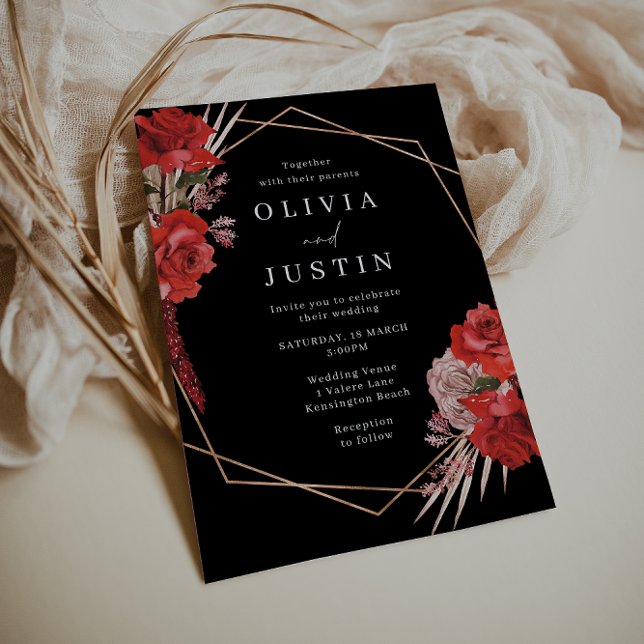 Invitación Lush Red Roses Romantic Boda (Subido por el creador)