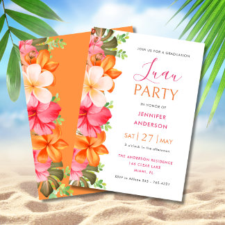 Invitación Lush Tropical Floral Graduation Luau