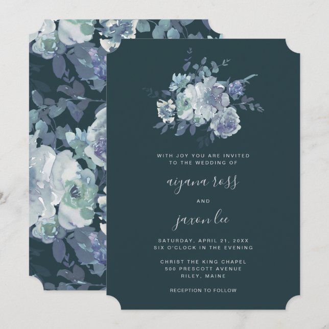 Invitación Lush y Moody Peony Bouquet Boda (Anverso / Reverso)