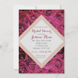 Invitación Lux Diamond Bridal Shower Roses rosados
