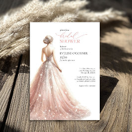 Invitación Lux lux vestido de boda brillante rosa ruidoso clá