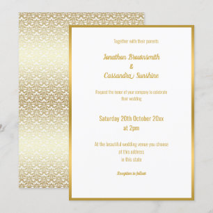 INVITACIÓN LUXE DELICATE GOLD LACE WEDDING INVITATION