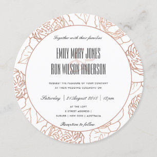 INVITACIÓN LUXE ELEGANTE RUBOR PINK ROSE GOLD FLOUR BODA