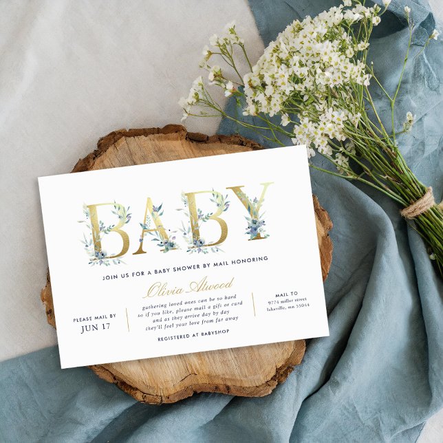 Invitación Luxe Floral Baby Shower por correo (Subido por el creador)