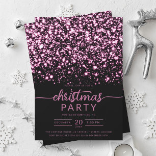 Invitación Luxe Hot Pink Winter Shiny Stars Company