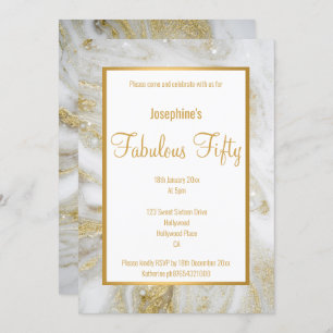 INVITACIÓN LUXE MARBLE PEARL GOLD ABSTRACT PERSONALIZADO INVI
