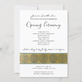 INVITACIÓN LUXE NAVY FAUX ORO CÍRCULO GRAND OPENING CEREMONY