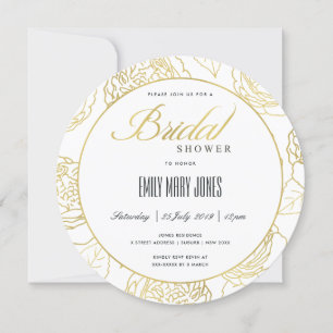 INVITACIÓN LUXE NAVY GOLD ELEGANTE ROSA DE LA DUCHA BRIDAL FL