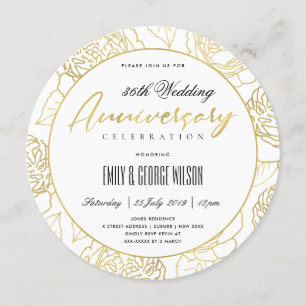 INVITACIÓN LUXE NAVY GOLD ROSA FLORAL CUALQUIER AÑO ANIVERSAR