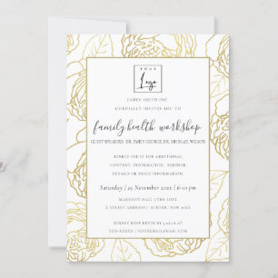 INVITACIÓN LUXE NAVY GOLD WHITE ROSE FLORAL EVENTO