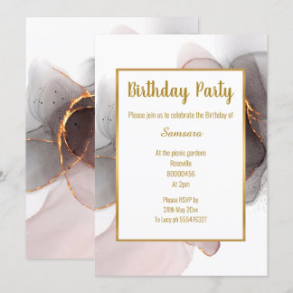 INVITACIÓN LUXE RUBOR BLACK CHIFFON CUMPLEAÑOS