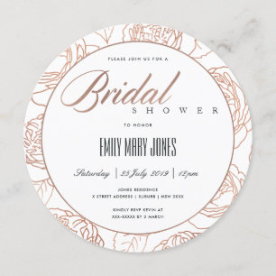 INVITACIÓN LUXE RUBOR PINK ROSE GOLD FLORAL BRIDAL DUCHA