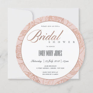 INVITACIÓN LUXE RUBOR PINK ROSE GOLD FLORAL BRIDAL DUCHA