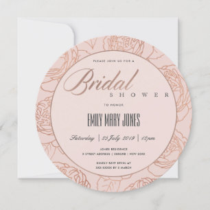 INVITACIÓN LUXE RUBOR PINK ROSE GOLD FLORAL BRIDAL DUCHA