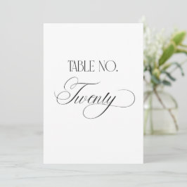 Invitación Luxe Script 5x7 Wedding Table Number Twenty Sign