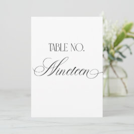 Invitación Luxe Script Wedding Table Number Nineteen Sign