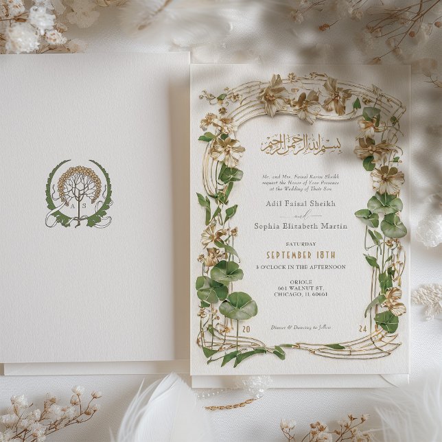 Invitación Luxurious Gold Floral Islamic Boda Suite (Subido por el creador)
