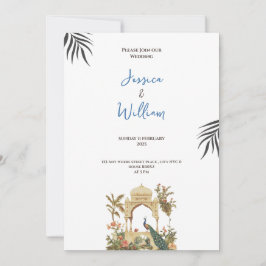 Invitación luxurious peacock palace wedding invitation