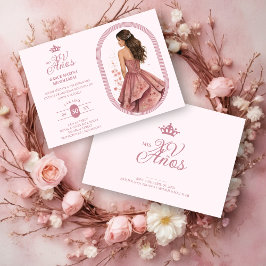 Invitación Luxurious Pink Oval Frame Charming Quinceañera